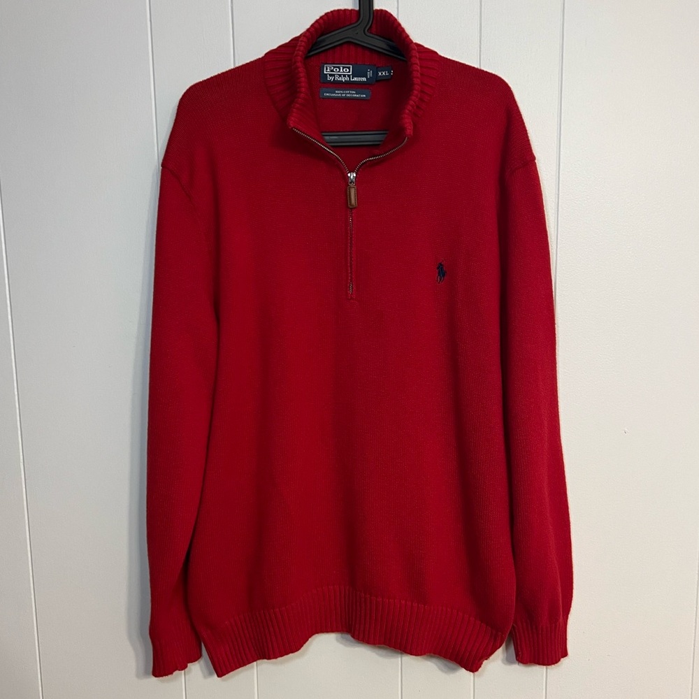 Polo Ralph Lauren 1/4 zip red‎ knit sweater size XXL